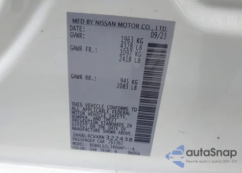 2024 Nissan Altima Sr Fwd из США, поврежденный, VIN 1N4BL4CVXRN322438